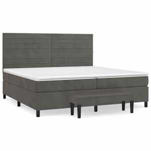 Box spring postel s matrací tmavě šedá 200x200 cm samet - obrázek 2