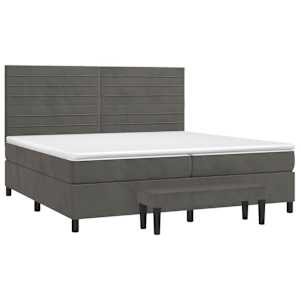 Box spring postel s matrací tmavě šedá 200x200 cm samet - obrázek 3
