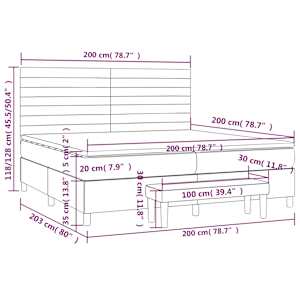 Box spring postel s matrací tmavě šedá 200x200 cm samet - obrázek 8