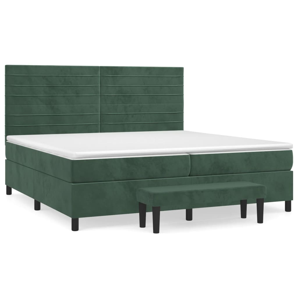 vidaXL Box spring postel s matrací tmavě zelená 200x200 cm samet