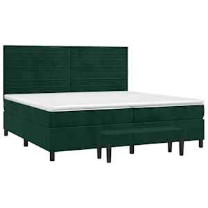 Box spring postel s matrací tmavě zelená 200x200 cm samet - obrázek 3