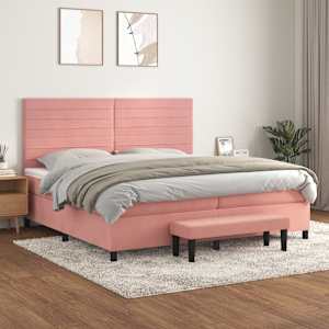Box spring postel s matrací růžová 200x200 cm samet - obrázek 1