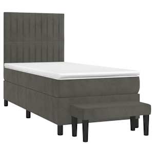 Box spring postel s matrací tmavě šedá 80 x 200 cm samet - obrázek 3