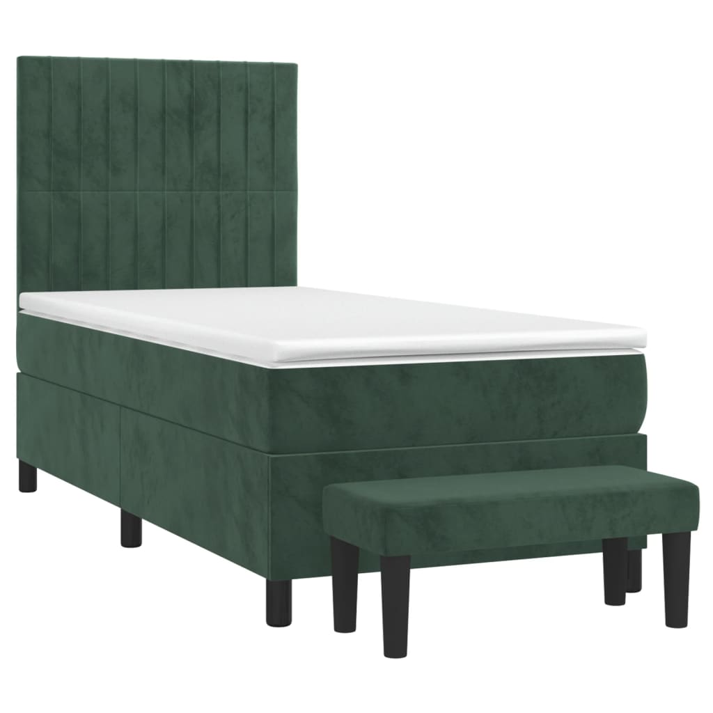 vidaXL Boxspring met matras fluweel donkergroen 80x200 cm afbeelding