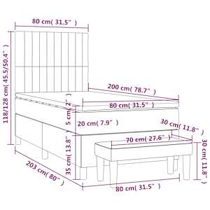 Box spring postel s matrací tmavě zelená 80 x 200 cm samet - obrázek 9