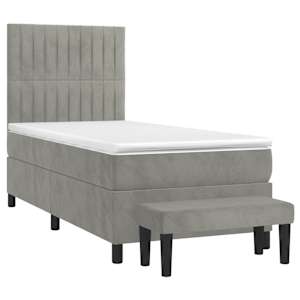 Box spring postel s matrací světle šedá 90x190 cm samet - obrázek 3