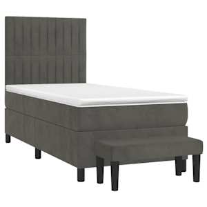 Box spring postel s matrací tmavě šedá 90x190 cm samet - obrázek 3