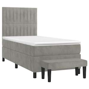 Box spring postel s matrací světle šedá 90x200 cm samet - obrázek 3