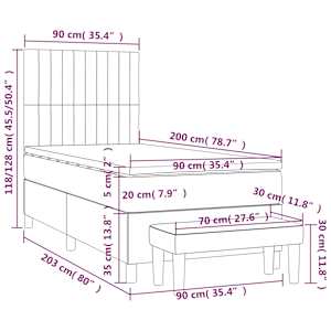 Box spring postel s matrací světle šedá 90x200 cm samet - obrázek 8