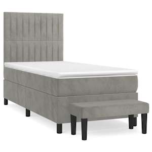 Box spring postel s matrací světle šedá 100x200 cm samet - obrázek 2