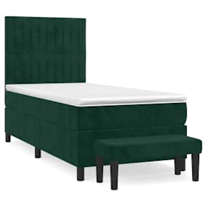 Box spring postel s matrací tmavě zelená 100x200 cm samet - obrázek 2