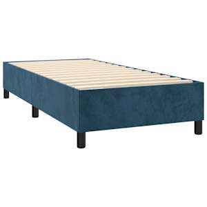 Box spring postelja z vzmetnico temno modra 100x200 cm žamet - slika 4