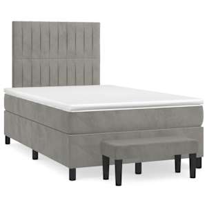 Box spring postel s matrací světle šedá 120 x 200 cm samet - obrázek 2