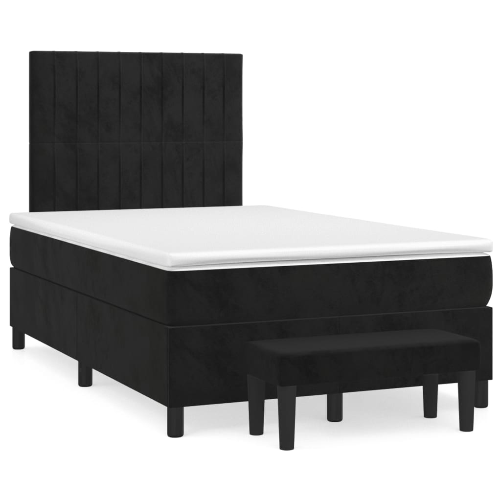 vidaXL Box spring postel s matrací černá 120 x 200 cm samet