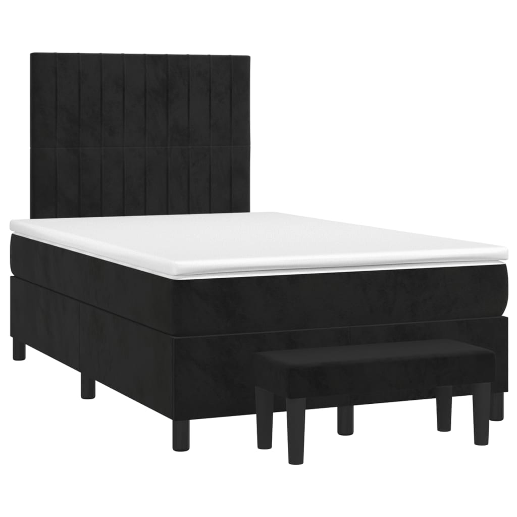 vidaXL Boxspring met matras fluweel zwart 120x200 cm afbeelding