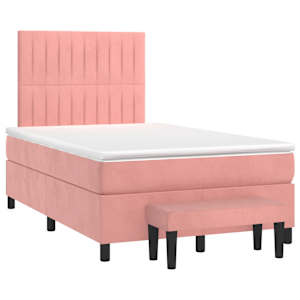 Box spring postel s matrací růžová 120 x 200 cm samet - obrázek 3