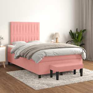 Box spring postel s matrací růžová 120 x 200 cm samet - obrázek 1