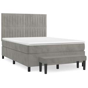 Box spring postel s matrací světle šedá 140x190 cm samet - obrázek 2