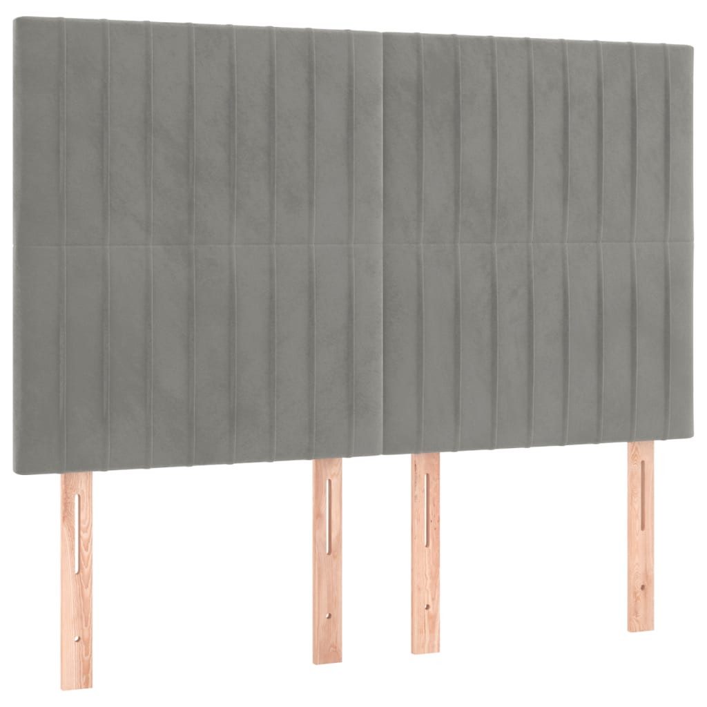 Pat box spring cu saltea, gri deschis, 140x190 cm, catifea