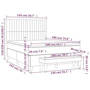 Box spring postel s matrací černá 140 x 190 cm samet - obrázek 8