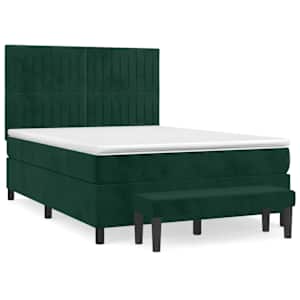 Box spring postel s matrací tmavě zelená 140x190 cm samet - obrázek 2