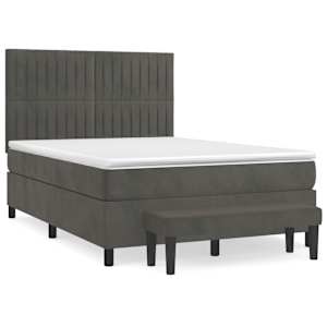 Box spring postel s matrací tmavě šedá 140x200 cm samet - obrázek 2