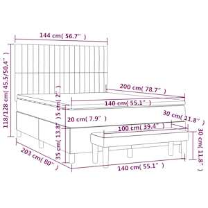 Box spring postel s matrací tmavě šedá 140x200 cm samet - obrázek 8