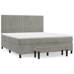 Box spring postel s matrací světle šedá 160x200 cm samet - obrázek 2