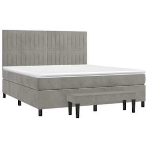 Box spring postel s matrací světle šedá 160x200 cm samet - obrázek 3