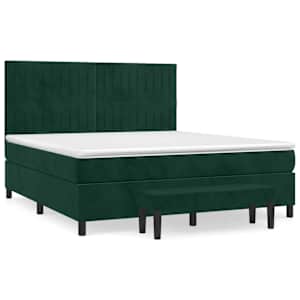 Box spring postel s matrací tmavě zelená 160x200 cm samet - obrázek 2