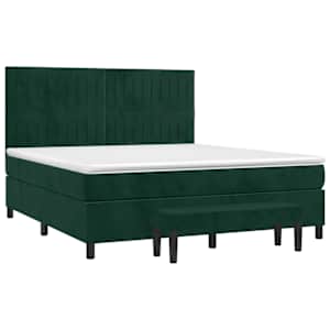 Box spring postel s matrací tmavě zelená 160x200 cm samet - obrázek 3