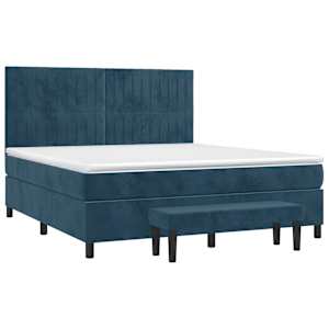 vidaXL Sommier &agrave; lattes de lit et matelas Bleu fonc&eacute; 160x200cm Velours
