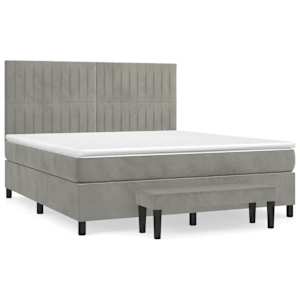 Box spring postel s matrací světle šedá 180x200 cm samet - obrázek 2