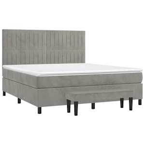 Box spring postel s matrací světle šedá 180x200 cm samet - obrázek 3