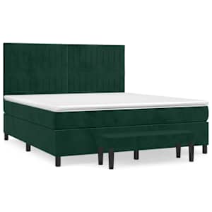 Box spring postel s matrací tmavě zelená 180x200 cm samet - obrázek 2