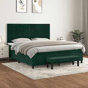 Box spring postel s matrací tmavě zelená 180x200 cm samet - obrázek 1