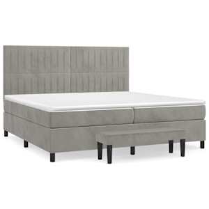 Box spring postel s matrací světle šedá 200x200 cm samet - obrázek 2