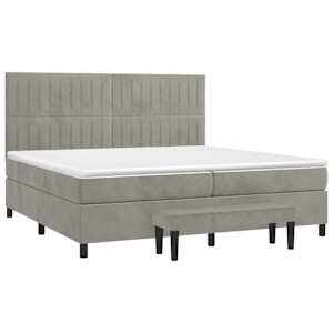 Box spring postel s matrací světle šedá 200x200 cm samet - obrázek 3