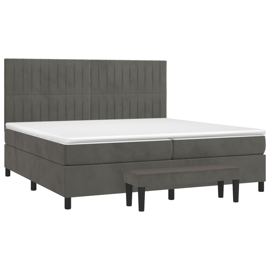 vidaXL Boxspring met matras fluweel donkergrijs 200x200 cm afbeelding