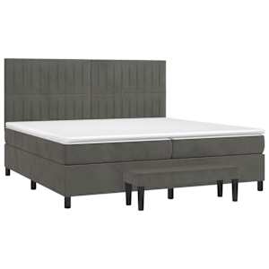 Box spring postel s matrací tmavě šedá 200x200 cm samet - obrázek 3