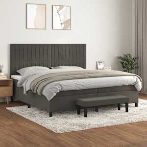Box spring postel s matrací tmavě šedá 200x200 cm samet - obrázek 1