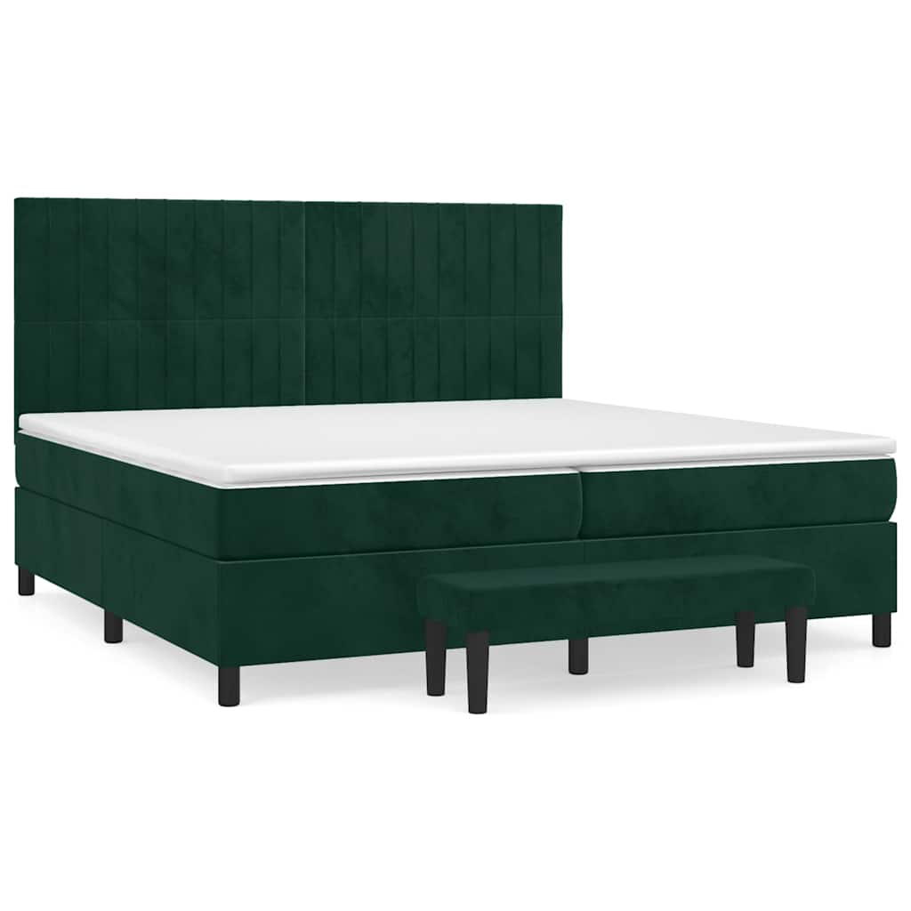 vidaXL Posteľný rám boxsping s matracom tmavozelený 200x200 cm zamat
