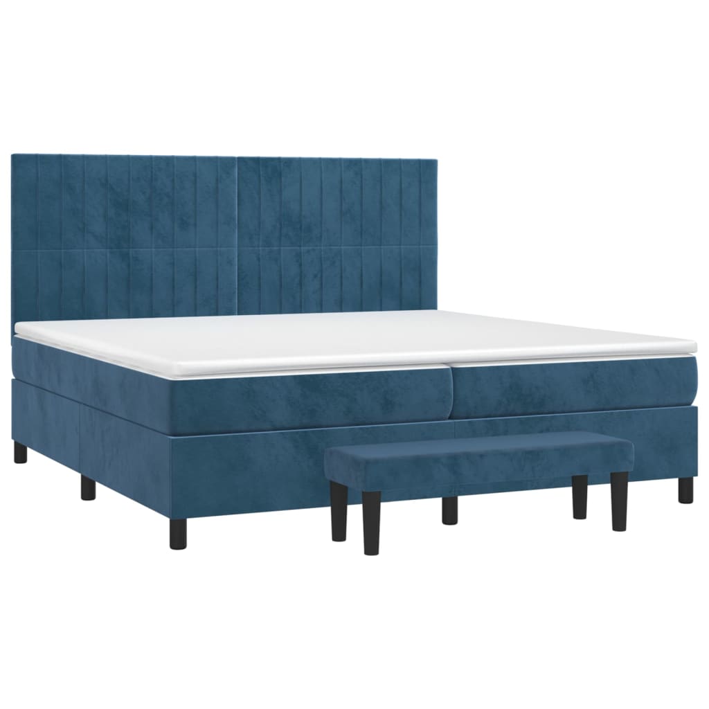 vidaXL Boxspring met matras fluweel donkerblauw 200x200 cm afbeelding