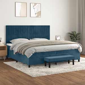 Box spring postel s matrací tmavě modrá 200x200 cm samet - obrázek 1