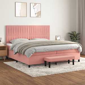 Box spring postel s matrací růžová 200x200 cm samet - obrázek 1