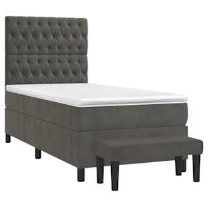 Box spring postel s matrací tmavě šedá 80 x 200 cm samet - obrázek 3