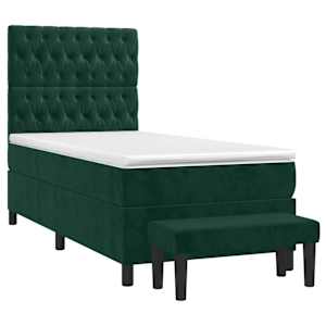Box spring postel s matrací tmavě zelená 80 x 200 cm samet - obrázek 3