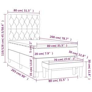 Box spring postel s matrací tmavě zelená 80 x 200 cm samet - obrázek 9