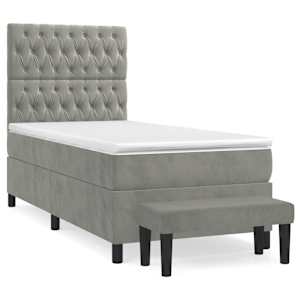 Box spring postel s matrací světle šedá 90x190 cm samet - obrázek 2