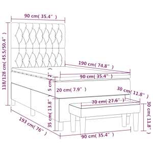 Box spring postel s matrací světle šedá 90x190 cm samet - obrázek 8